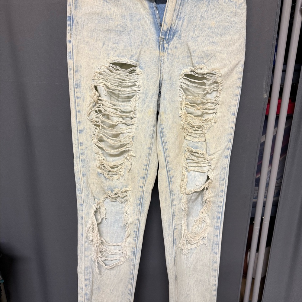 Missguided Blue Skinny Distressed Jeans
